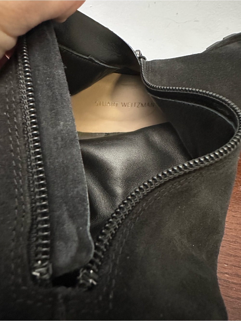 Stuart Weitzman Black Amber Suede Over-The-Knee Lug Sole Boots Size 5.5 - Picture 8 of 13